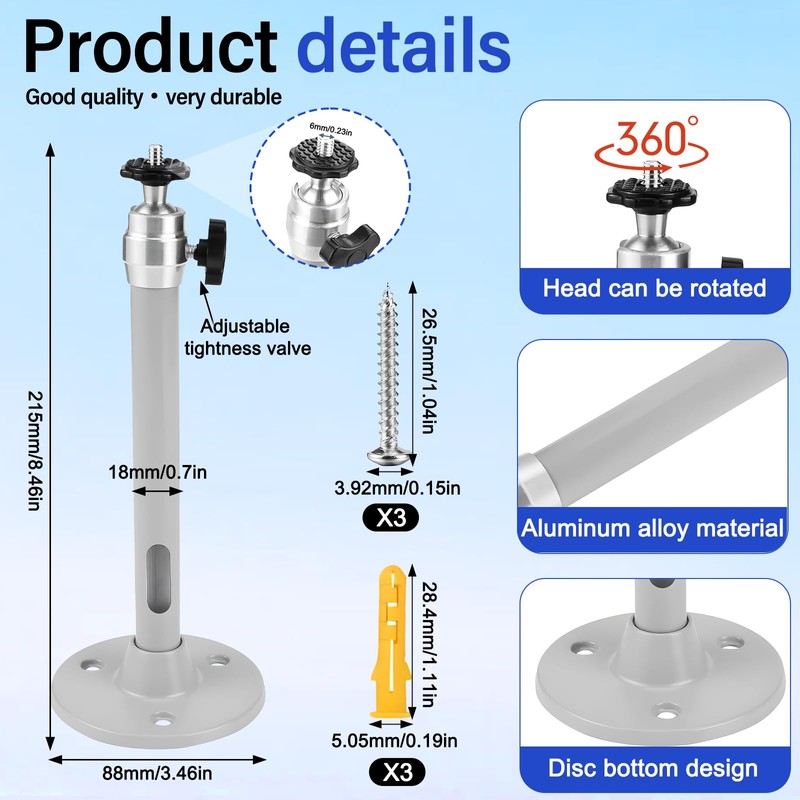dcas Universal Mini Ceiling Mount for Projector, 1/4 Imperial Ceiling