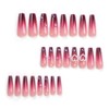 Caiguoer 24 Pieces Long False Nails Square Red Press On