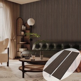 ARMURO Wood Panels for Wall 2 PCS - Extra-Long Wood Slat Wall Panel - DIY Acoustic & Soundproof Wood Wall Panels - 3d Wall Panels Peel and Stick Noise Reducing Feature Wall - (Black 11.8" W x 94.5" L)