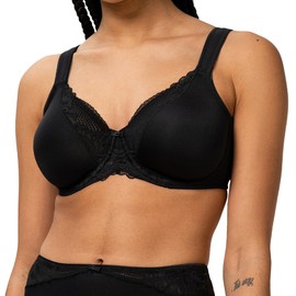 Triumph - Modern Lace + Cotton W - Women's - Underwired Bra - Wide Straps - Firm Hold, black