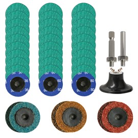 38 PCS 2 inch Sanding Discs, Green Zirconia Roll Lock Discs Quick Change Discs Set with 1/4" Holder, Die Grinder Sanding Discs for Surface Prep Grind Polish Finish Burr Rust Paint Removal