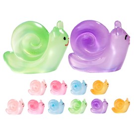 CIYODO Sturdy Resin Mini Snail Statues 12pcs Glowing in The Dark Animal Decor Ideal for Micro Landscape and Decor