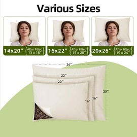 USlixury Buckwheat Pillow 20"X26" - Adjustable Height and Firmness, Buckwheat Pillow with Organic Cotton Shell, Firm Neck Support for Back/Side/Stomach Sleepers, Cool Sleep, White