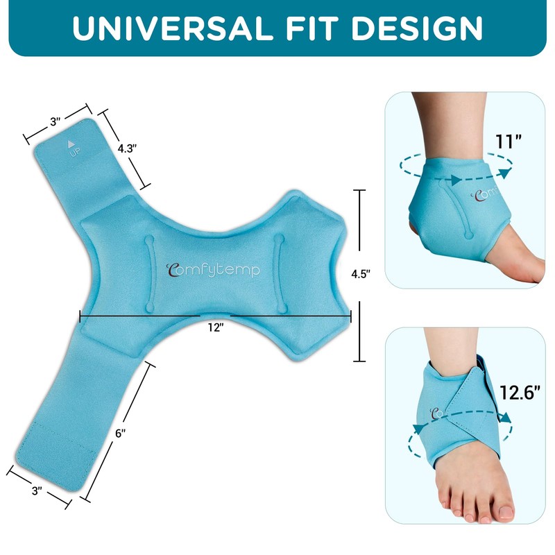 Comfytemp Ankle Ice Pack Wrap 2Packs, Reusable Gel Heel Ice