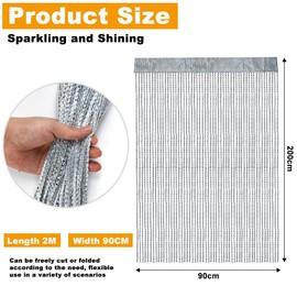 XRPRPX Tinsel Curtain Silver, Pack of 2 Thread Curtains Thread Curtain Opaque 90 cm x 200 cm Glitter Curtain Tinsel Glitter Curtain Party Thread Curtain Glitter Background Decoration New Year's Eve