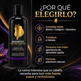 Shampoo Anticaída Mujer para Crecimiento de Cabello | Fortalece, Engrosa y Revitaliza Folículos | Con Biotina, Colágeno y Queratina | Sin Sulfatos, Parabenos ni Sal | 500 ml