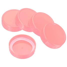 PATIKIL 70mm Regular Mouth Plastic Mason Jar Lids, 1Set/6 Pack Canning Jars Caps with Silicone Sealing Ring for Kitchen Storage, Pink