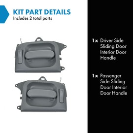 TRQ Door Handles Interior Inside Rear Gray Pair Set of 2 for 02-05 Kia Sedona