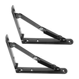 Tofficu 2pcs Heavy Duty Folding Shelf Brackets Wall Support for DIY Storage Black Hinge Brackets for Tables Shelves Racks and Workbenches