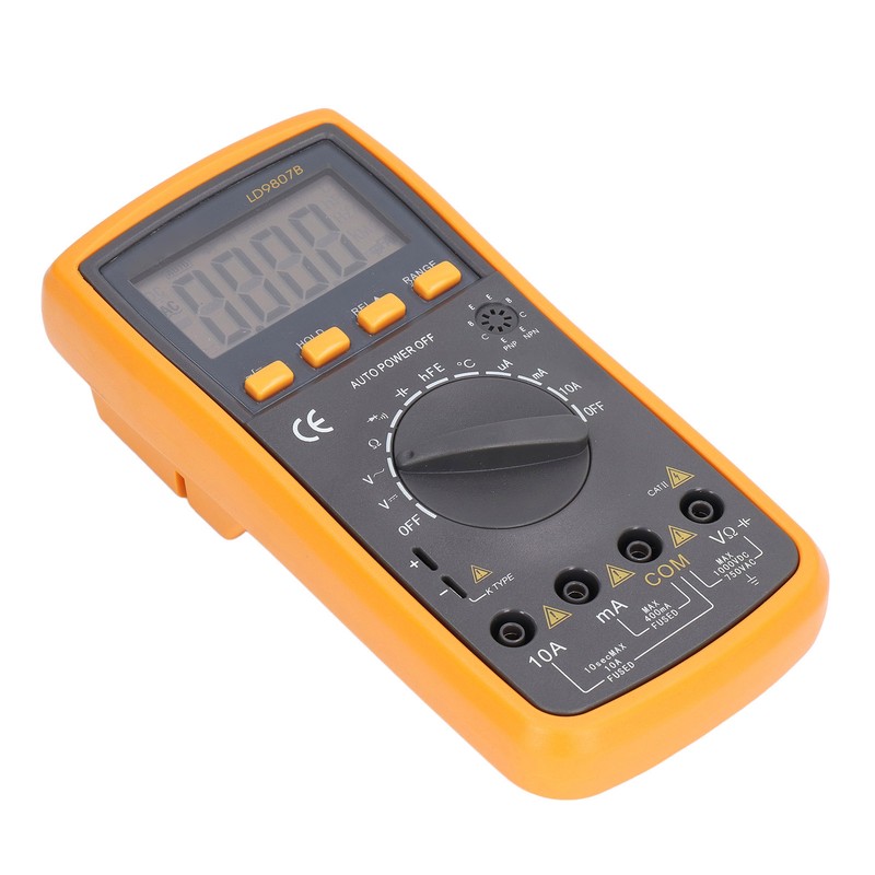 LD9807B Digital Multimeter with Backlight Display Temperature Probe Voltage Current