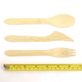 BambooMN Brand - 6.5" Disposable Bamboo Veneer Flatware, 24 Place Setting (72 Pieces total)