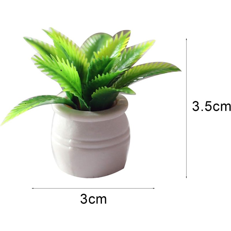 Miniature Plant Accessory, Green Potted Plant, 1:12 Scale, Suitable for