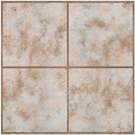 Vinyl Floor Tiles Wood & Marble Look 2mm Thick Highly Durable Sticky Floor Tiles (12" x 12" - 3 Pack, Rustic Clay Squares)