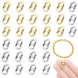 MOAMUN 30 PCS Double Opening Necklace Shortener, Stainless Steel Lobster Clasps Bracelet Clasps and Closures, 16x9mm Necklace Clasps Connector for DIY Bracelet Anklet Jewelry Making Supplies