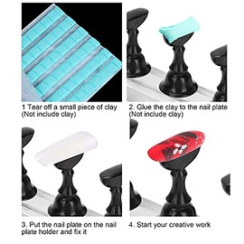 ZJchao Soporte de Exhibición de Arte de Uñas, Base Magnética para Práctica de Uñas, Soporte de Punta de Uña para Uñas, Juego de Manicura, Herramienta para Uñas Postizas, Manicura(negro)
