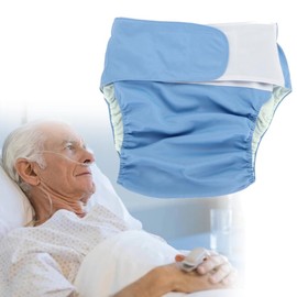 Adult Nappies, Reusable Adult Nappy Washable Adjustable Large Nappy for Women, Men, Bariatric, Seniors, Patient Incontinence Care (Blue)