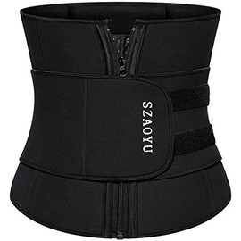 SZAOYU Neoprene Sauna Waist Trainer Belt for Women Sweat Waist Trainer Corset Waist Trimmer Belt,Workout Plus Size Sauna Waist Cincher Shaper Zipper Black