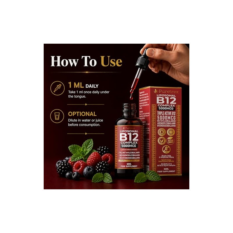 Vitamin B12 Complex Liquid Supplement, Drops 60 ML