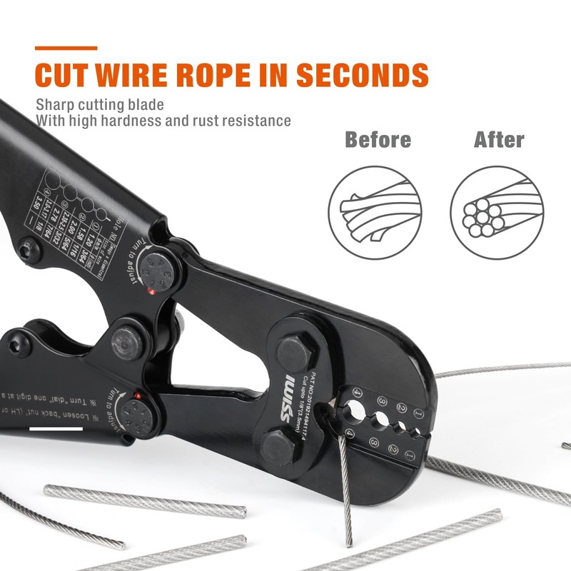 iCrimp Wire Rope Crimping Tool with Build-in Cutter, Wire Rpoe
