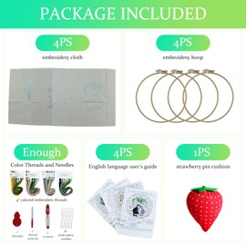 Embroidery Kit, Cross Stitch Beginner Set, DIY Embroidery Tools, Cloth for DIY Embroidery Tools, Cat Pattern with Embroidery Needles for Handmade Enthusiasts