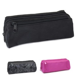 Fashion Stationery Black Pencil Case for Teenagers High Secondary School Boys Kids Students and Girls Large 2 Compartment Pencil Cases