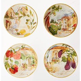 Certified International Piazzette 9.25" Soup/Pasta Bowls, Assorted Designs, Set of 4