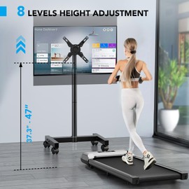 AX WABER Mobile TV Floor Stand for 13-50 inch LCD LED Flat/Curved Panel Screen TVs up to 77 lbs, Height Adjustable TV Stand Mount with VESA 200x200, Portable TV Stand with Tilt Function AX1007TBM