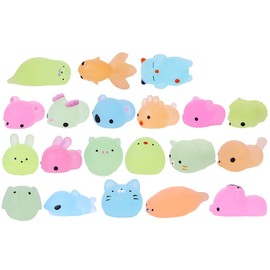 LHKJ 20 Pcs Cute Animal Glowing Mini Squeeze Mesh Ball Anti Stress Toys Decoration for Kids Squeeze Toys（Random Style）