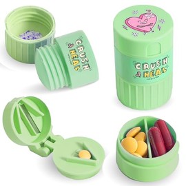 Nurse Is Love 3 in 1 Tablet Divider + Tablet Chopper + Tablet Container for All Tablets | Pill Mortar + Tablet Cutter + Organiser - Tablet Separator | Care Accessories Green Colour