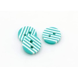 10 Pcs Resin Striped Buttons 2 or 4 Holes Flat Resin Sewing Buttons Colorful Arts Craft Button for Striped Shirts Clothes Scrapbook Decorations Handmade DIY Accessories (12.5 mm(2 Holes), Green)