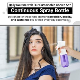 Continuous Mist Spray Bottle – Ultra Fine Mist for Hair Styling, Salon Use, and Versatile Applications – 5 oz Octagon Shape Empty Bottle – Variety Pack of 4