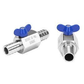 DERNORD 3/4" Hose Barb Ball Valve SS304 Mini Shut Off Ball Valve for Water Gas Fuel Drip Irrigation and Aquariums (Pack of 2)