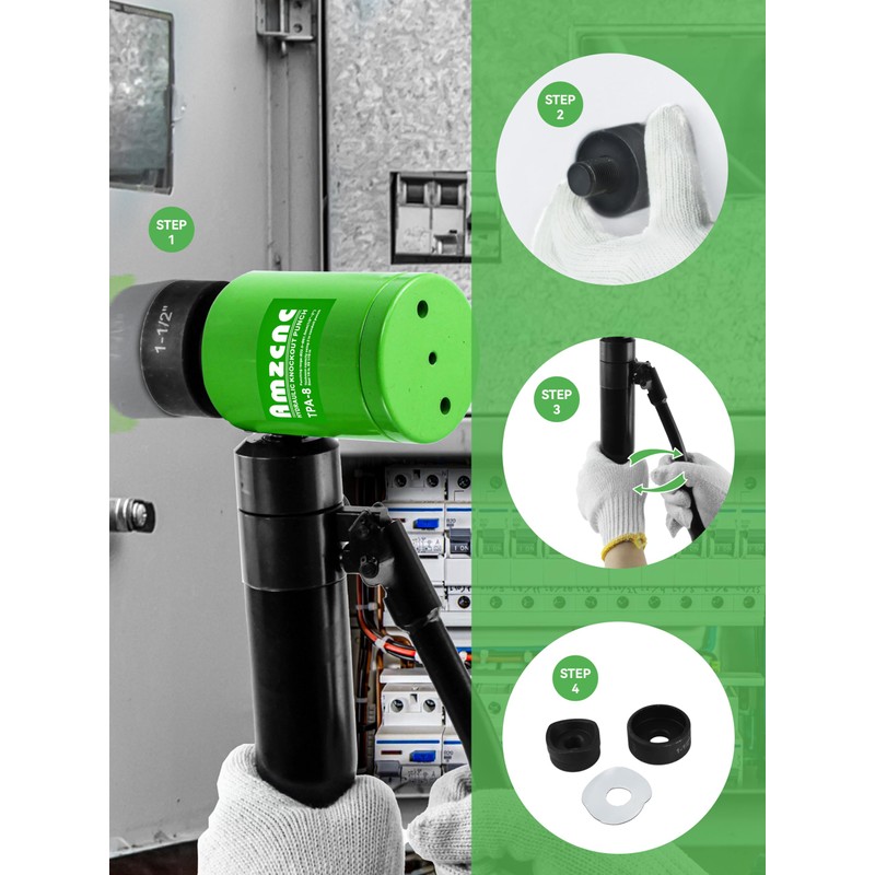 AMZCNC Hydraulic Knockout Hole Punch Driver Kit 1/2 to 2