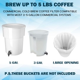 50 Piese Cold Brew Coffee Filters with Drawstring, 20" X 20" Commercial Cold Brew Bags for Commercial Model Cold Brew Coffee Makers and 5 Gallon Commercial Systems, Brew Up To 5 LBS Coffee