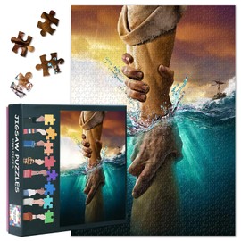 1000-Piece Jigsaw Puzzle Jesus Christ Hand of God Motif, Religious Gift Christian Spirituality Salvation Bible Study, Premium Puzzle Adult Puzzle XXL, High-Quality Paper Puzzle 27.5 x 19.7 Inches