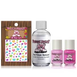 Piggy Paint | 100% Non-Toxic Girls Nail Polish | Safe, Cruelty-Free, Vegan, & Low Odor Nail Polish for Kids | Perfectly Pink (2 Polish, 1 Remover & Nail Art Gift Set)