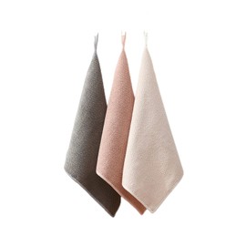 Kitchen Towel Kitchen Cloth Dish Towel Hand Wipes Dish Cloth with Loop Dish Wipes 30 x 30 cm Set of 3 Absorbent Kitchen Quick Drying Odor Resistant Nordic Hygiene Antibacterial Microfiber No Pilling (Gray 1 Piece Beige 1 Piece Pink 1 Sheet)