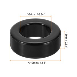sourcing map 2Pcs Toroid Core, 24x42x16mm Iron Ferrite Chokes Ring Power Toroidal Transformer to Stabilize Signal Transmission Resist Electromagnetic Interference, Black