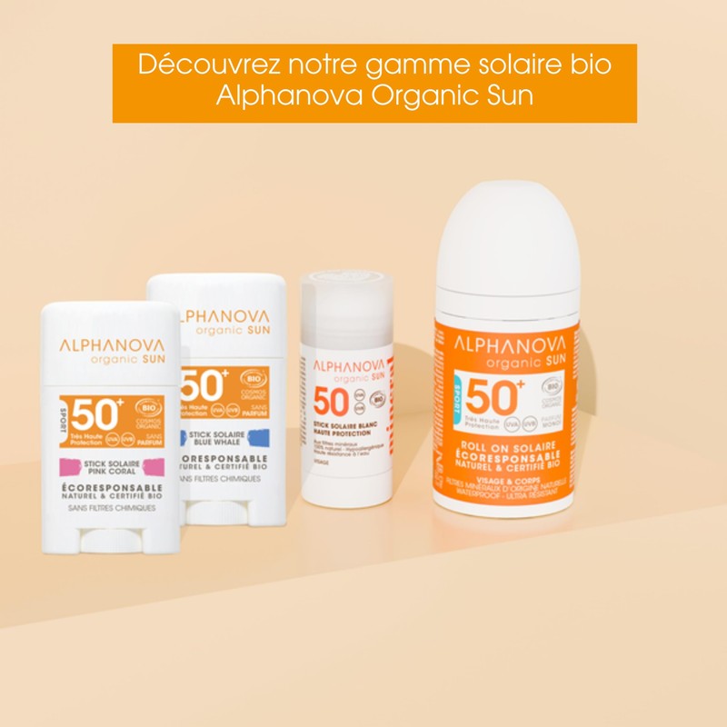 Alphanova Organic Sun Sport Sonnenstick SPF50+, Bioweiß, 12 g