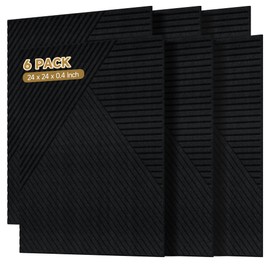 Autorific Acoustic Wall Panels,6 Pack Total Size 72 x 48 Inches,Self-Adhesive Decorative Acoustic Panels for Wall and ceiling,Black