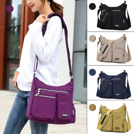 Crossbody Bolsa para Mujer, bolso de hombro para Impermeable Con Anti robo bolsillo, Bolso de Viaje de Trabajo de Nailon Ligero, Adecuado para Compras,Acampar,Viajes de Corta Distancia(Azul Marino)