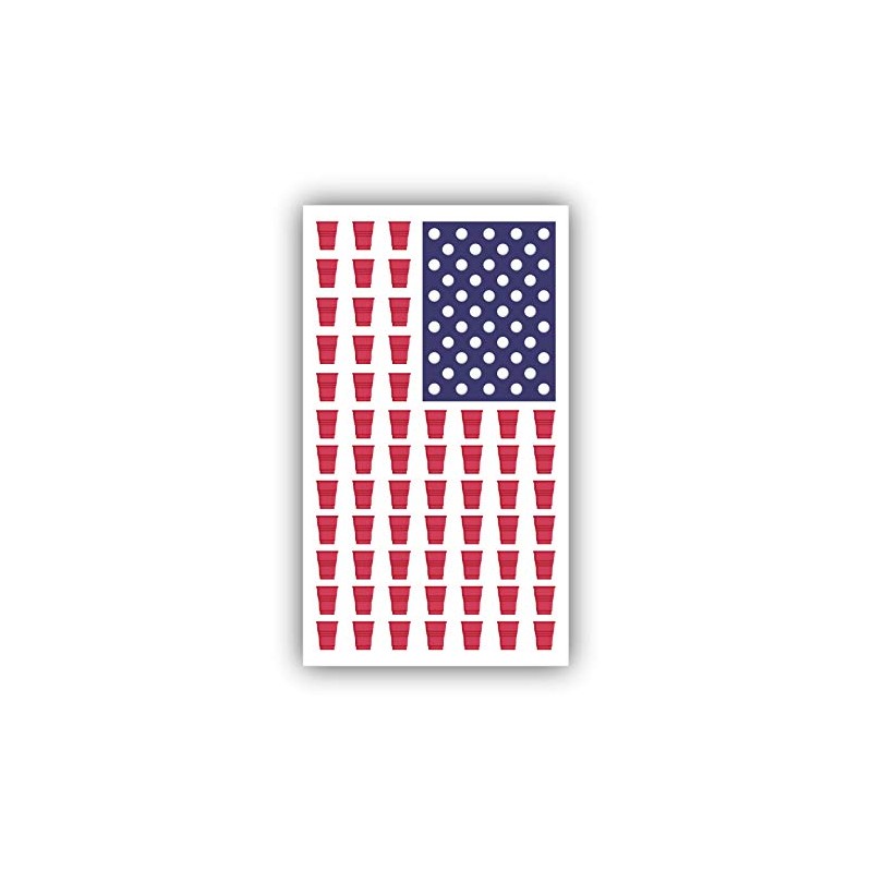 Beer Pong Drinking Game American Flag Vinyl Sticker Decal