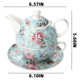 Leegg Tea Cup Set Ceramic Including 1 Teapot with lid 1 Tea Cup with 1 Sauser (B1)