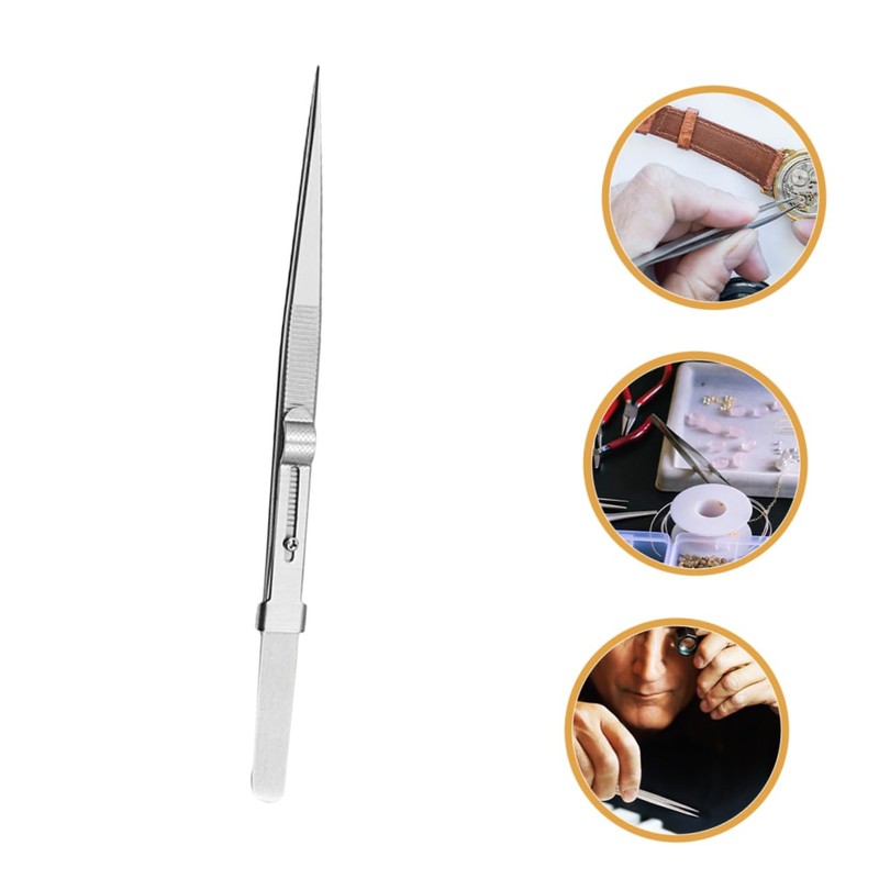 OHPHCALL Stainless Steel Tweezers Set Jewelry Tweezers for Gems Non-Slip