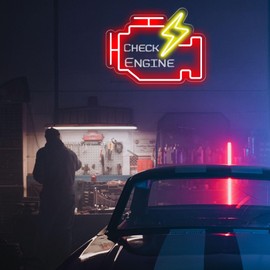 Check Engine neon sign Auto Room Garage Repair Shop Home USB Switch Bar Atmosphere ArtWall Gift for Man's USB Switch 5V lamp Repair shop (Check Engine(Red,Yellow))