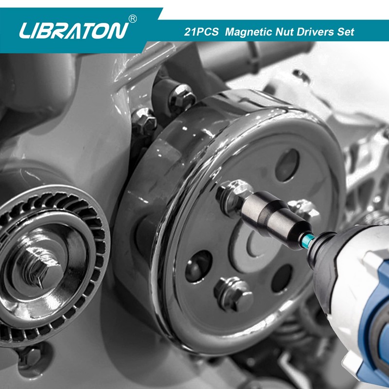 Libraton Magnetic Socket Set of 21, Socket for Electric Drill