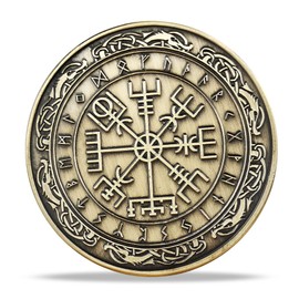 Viking Vegvisir Coin Viking Compass Coin Wayfinder Symbol Nordic Mythology Talisman