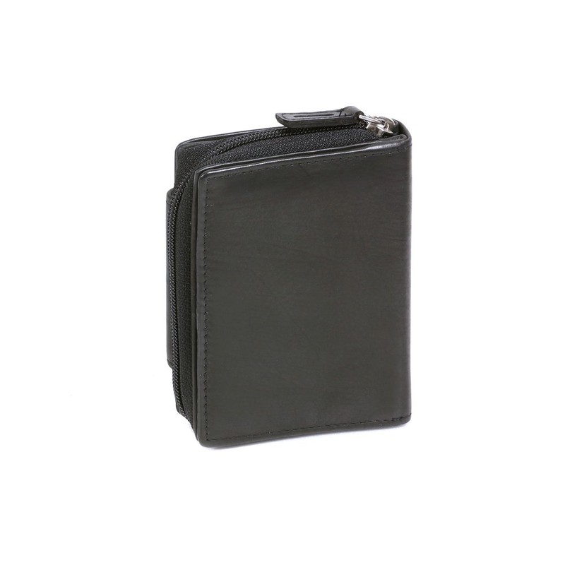 Wallet with side zip pocket LEAS, Genuine Leather, black -