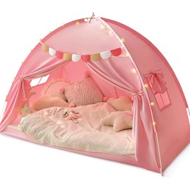 Razee Twin Bed Tent for Kids, Twin Size Bed Tents Indoor Canopy Privacy Tent on Bunk Bed Sleep Inside Drafty Room for Girls, Pink