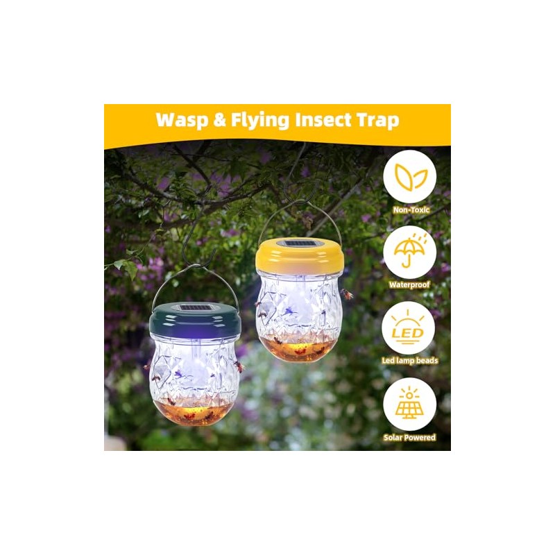 2026 New Wasp Traps Outdoor Hanging with LED Light, 4